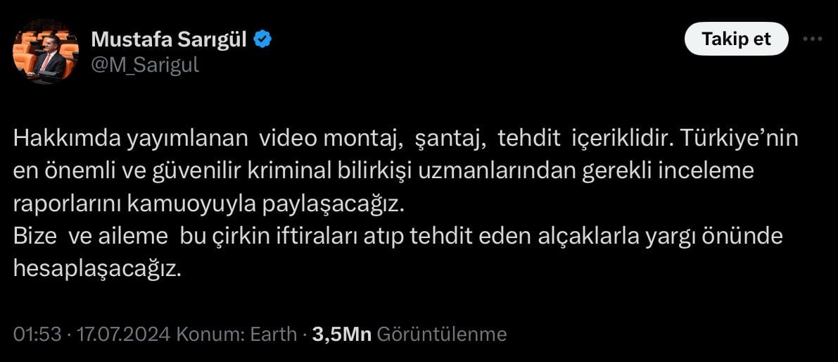 Mustafa Sarıgül’den Kaset İddialarına Yanıt
